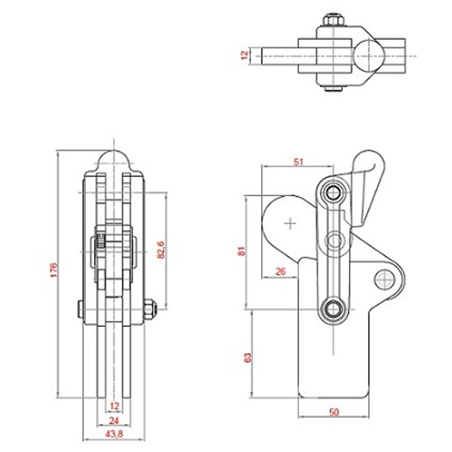 Vendita online Bloccaggio saldabile serie pesante base dritta maniglia saldabile 1220 Kg.